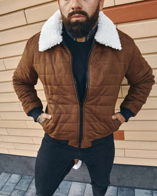 Теплая мужская куртка BD6982 рM коричневая 