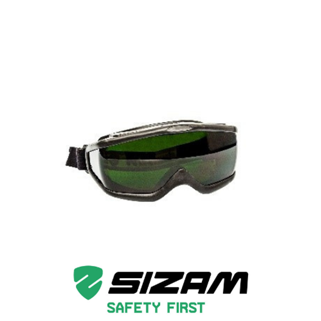 Очки защитные для сварщика герметичные с панорамной затемненной линзой 2895 Sizam Vulcan Vision зеленые 35073 - изображение 1