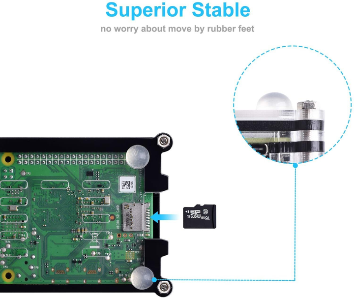 Корпус акриловый Bruphny для Raspberry Pi 4 Model B с вентилятором с радиаторами - изображение 6