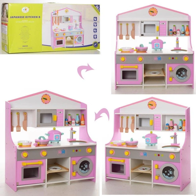 Деревянная игрушечная кухня Kitchen Set большая кухня детская с плитой и посудой MD 2259 - Фото 2 Деревянная игрушечная кухня Kitchen Set большая кухня детская с плитой и посудой MD 2259 - изображение 2