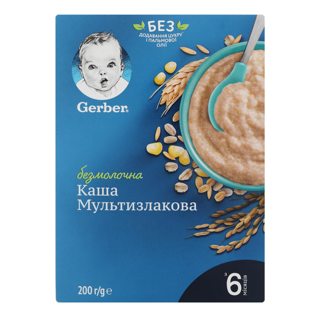 GERBER каша Суха безмолочна Мультизлакова з 6міс 200 г / 6430 (bc-343548) - зображення 1