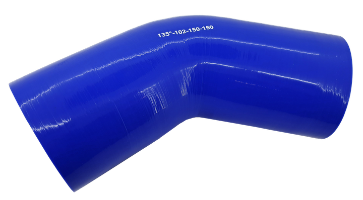Патрубок кут 135 ° - D = 100 товщина = 5 мм (150 мм х 150 мм) силікон синій - зображення 1
