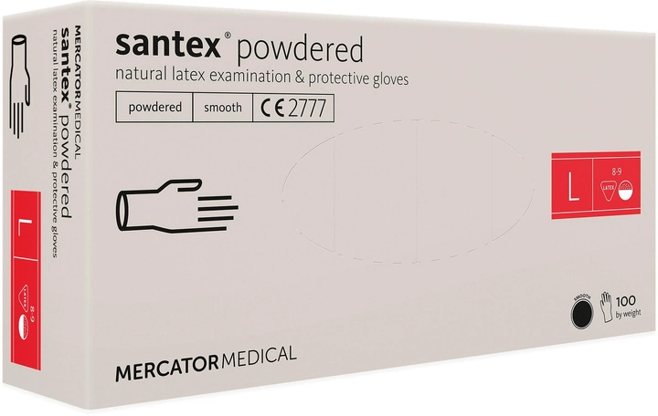 Перчатки латексные Santex® Powdered нестерильные опудренные кремовые L (39902181) - изображение 1