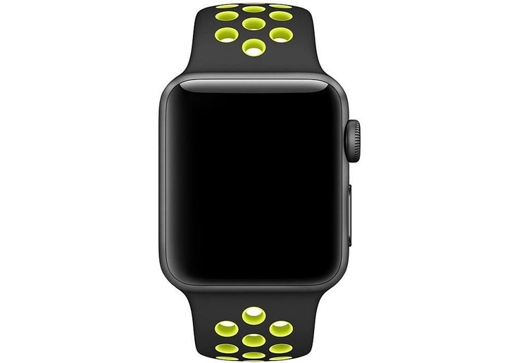 Силиконовый ремешок Fruct Nike Sport Band for Apple Watch 42/44/45/46/49 mm Black Lime - изображение 3