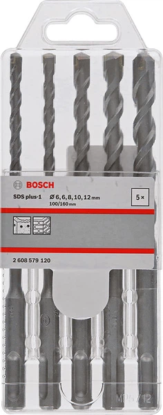 Набір бурів Bosch SDS Plus-1 6/6/8/10/12x160 мм (2608579120) - зображення 2