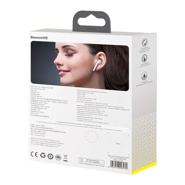 Беспроводные Bluetooth наушники Baseus Encok TWS W06 с функцией беспроводной зарядки Qi Белый - изображение 10
