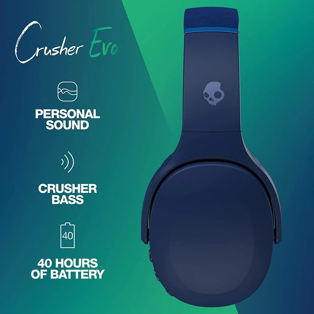 Наушники Skullcandy BT Crusher Evo Dark Blue/Green (S6EVW-P750) - изображение 3