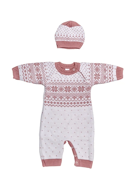Комплект шапка комбинезон Mari-Knit 0840 р44 68см пудра 49365 - Фото 1 Комплект шапка комбинезон Mari-Knit 0840 р44 68см пудра 49365 - изображение 1