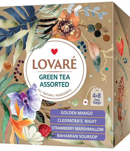 Чай Lovare Ассорти Зеленый пакетированный 4 вида по 8 шт (4820198879655) - Фото 1 Чай Lovare Ассорти Зеленый пакетированный 4 вида по 8 шт (4820198879655) - изображение 1