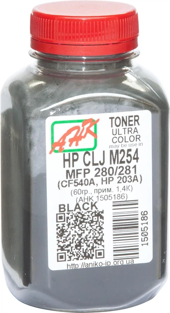 Тонер для HP 203A Black (CF540A) АНК Black 60г 1505186 - Фото 1 Тонер для HP 203A Black (CF540A) АНК Black 60г 1505186 - изображение 1