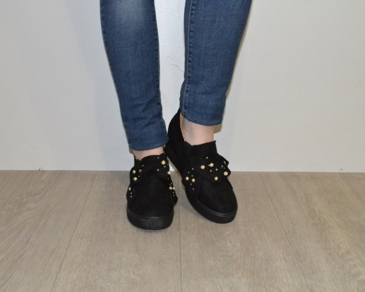 Комфортные слипоны на скрытой танкетке Awar 6186 BLACK 37 23.5см черный - изображение 1