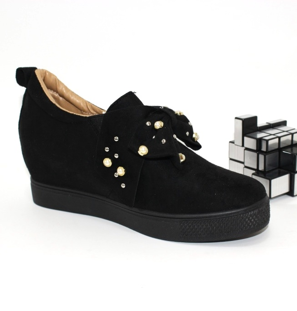 Комфортные слипоны на скрытой танкетке Awar 6186 BLACK 37 23.5см черный - изображение 5