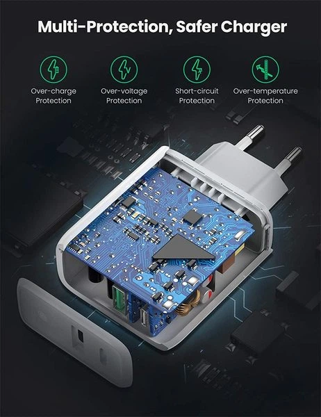 Мережевий зарядний пристрій Ugreen CD170 36 W USB + Type-C Charger White (UGR-60468) - зображення 6