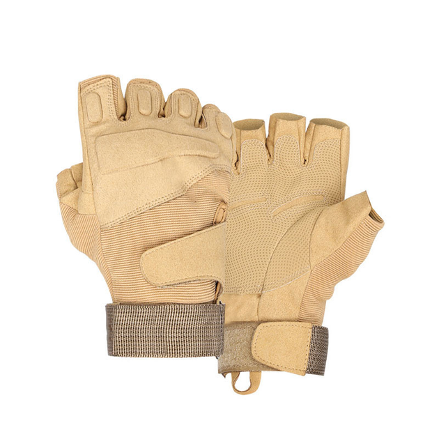 Перчатки беспалые Lesko E302 Sand Khaki M военные тактические милитари открытые без пальцев (K/OPT2-7331-27165) - изображение 1