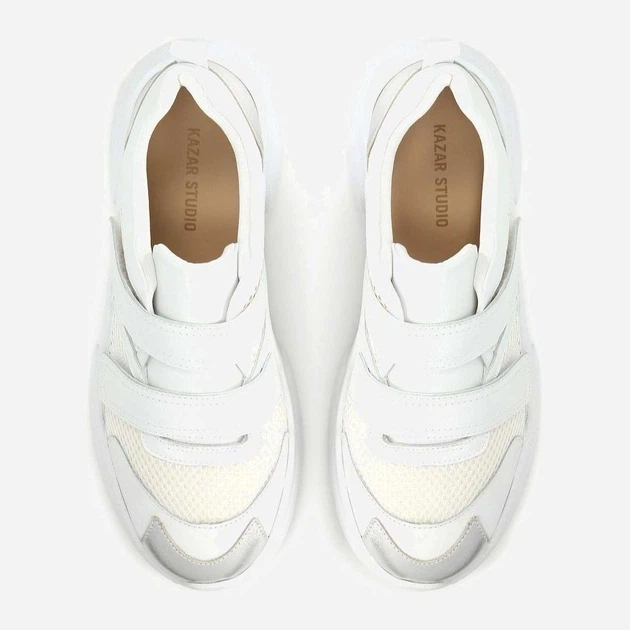 Sneakersy damskie z siatki na grubej podeszwie do kostki na rzepy Kazar 62004-27-97 39 25 cm Białe (5903387809219) - obraz 3