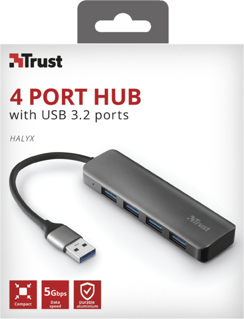 USB-хаб Trust Halyx 4-Port USB-A 3.2 Aluminium (TR23327) – фото, отзывы,  характеристики в интернет-магазине ROZETKA