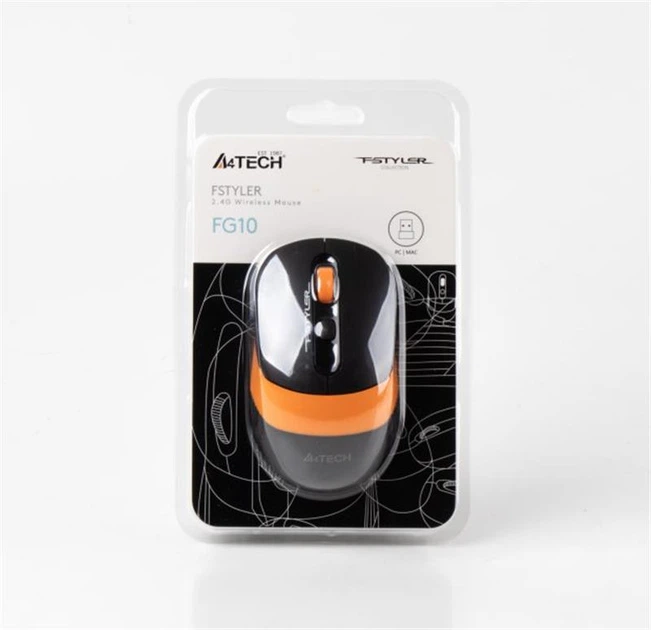 Мышь беспроводная A4Tech FG10 Black/Orange USB - Фото 5 Мышь беспроводная A4Tech FG10 Black/Orange USB - изображение 5