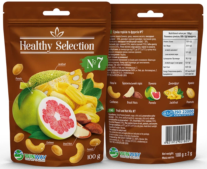 Смесь орехов и фруктов №7 WINWAY Healthy Selection 100 г (0.1 кг) (4821912901805) - изображение 2