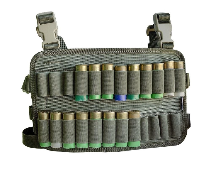 Нагрудник синтетический для 24 патронов 12/16 калибра A-LINE зелёный (М7) - изображение 1