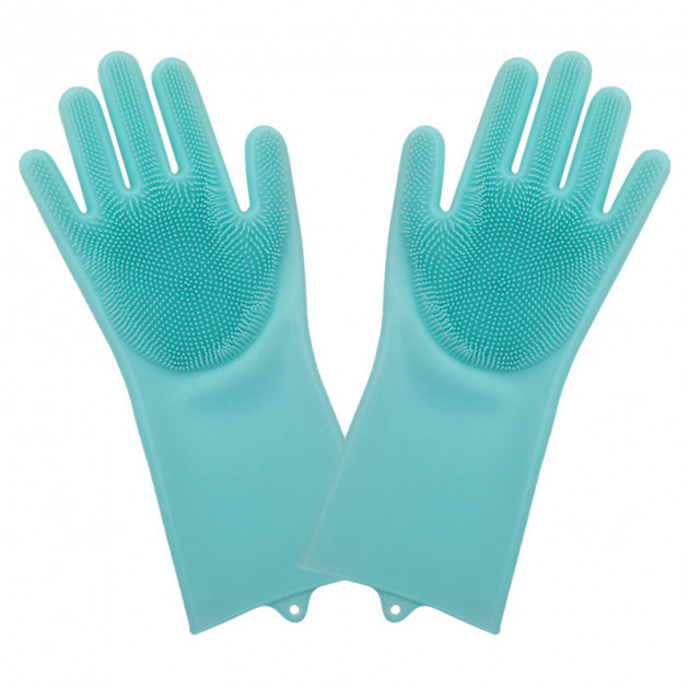 Силіконові багатофункціональні рукавички для миття та чищення Magic Silicone Gloves Бірюза - зображення 5