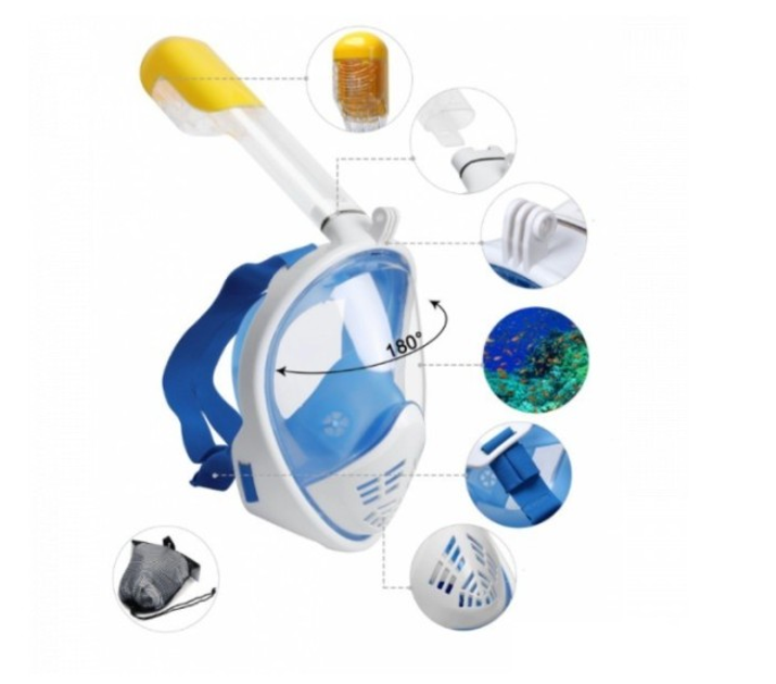 Маска для снорклинга Free Breath M2068G с трубкой голубая S/M – фото ...