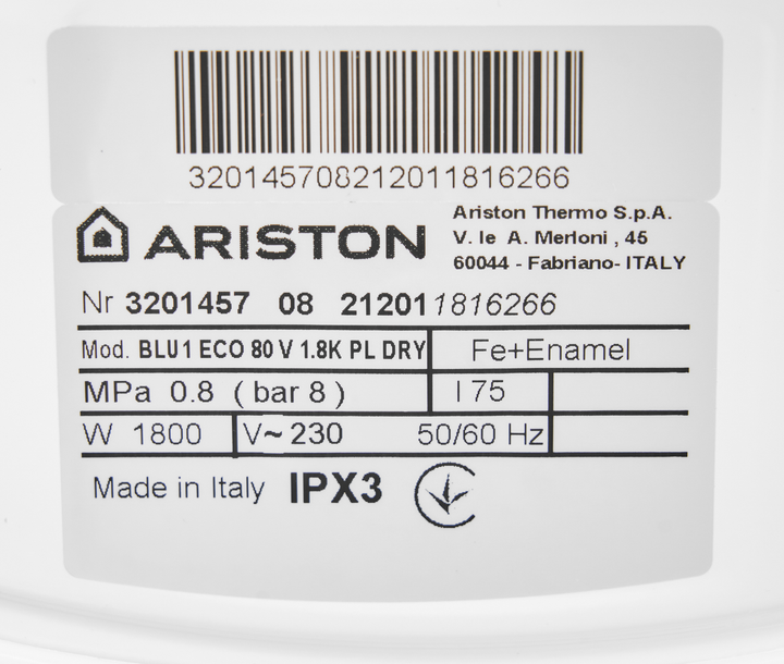 Бойлер ARISTON BLU1 ECO 80 V 1,8K PL DRY - изображение 12