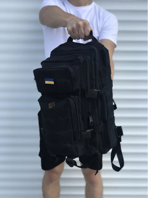 Тактический военный походный рюкзак Crinkel 1200D 25л Black Украина (1020) - изображение 2