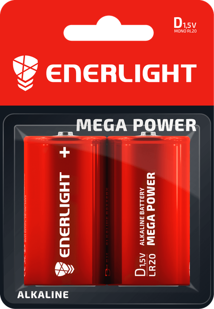 Батарейка Enerlight Mega Power D/RL20 2 шт. (90200102) - Фото 1 Батарейка Enerlight Mega Power D/RL20 2 шт. (90200102) - зображення 1