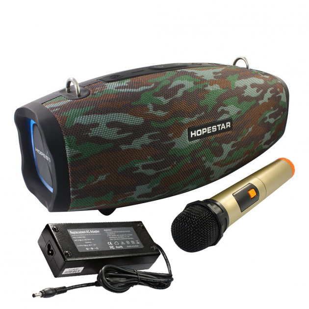 Портативна Bluetooth колонка Hopestar H1 Party+мікрофон+блок живлення 15V3A акустична система з підсвічуванням Камуфляж - зображення 1