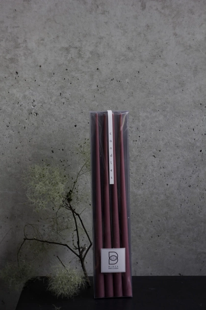 Свеча столовая высокая BBcandles 45 см 4шт дымчато-бордовая "Autumn rumba" - изображение 1