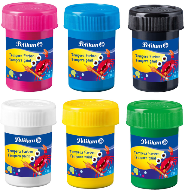 Краски гуашь темперные Pelikan Tempera 25 мл 6 базовых цветов (804882 ...
