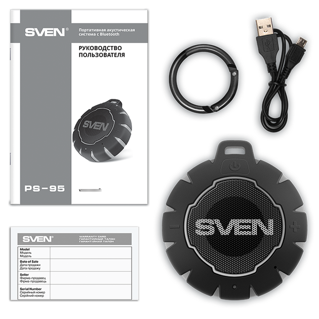 Колонка SVEN PS-95 Black (7 Вт, Waterproof (IPx7), TWS, Bluetooth, 1000мА*ч) - Фото 10 Колонка SVEN PS-95 Black (7 Вт, Waterproof (IPx7), TWS, Bluetooth, 1000мА*ч) - изображение 10
