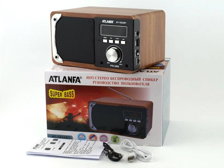 Портативная аккумуляторная Bluetooth FM радио колонка Atlanfa AT-1822BT - изображение 8