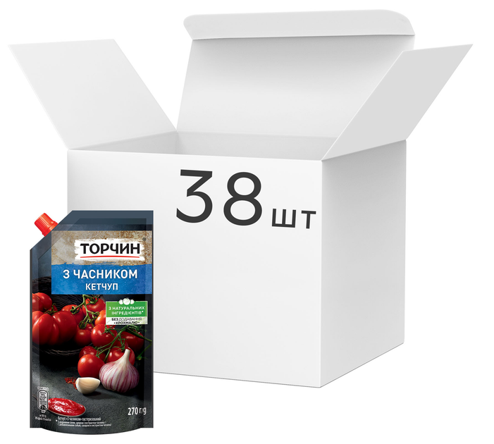 Упаковка кетчупа ТОРЧИН с Чесноком 270 г х 38 шт (7613036162395 ...