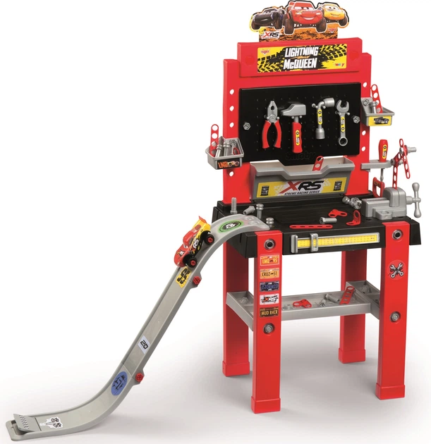 Ігровий набір Smoby Toys "Cars. Майстерня" з машинкою 94 аксесуари 110 х 34 х 110 см (360722) (3032163607229) - зображення 2