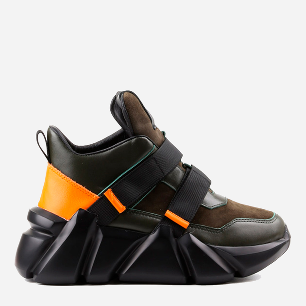 Акція на Жіночі зимові черевики низькі Le'BERDES 00000013819 36 23.5 см Хакі з оранжевим від Rozetka