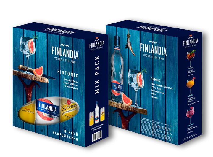 Алкогольний напій Finlandia Грейпфрут 0.5 л 37.5% + Швепс Indian Ton з/б 330 мл 2 шт (5099873713655) - зображення 1