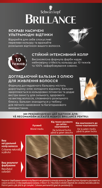 Інтенсивна крем-фарба для волосся Brillance 876 Вишуканий рубін 160 мл (9000101666977) - изображение 3