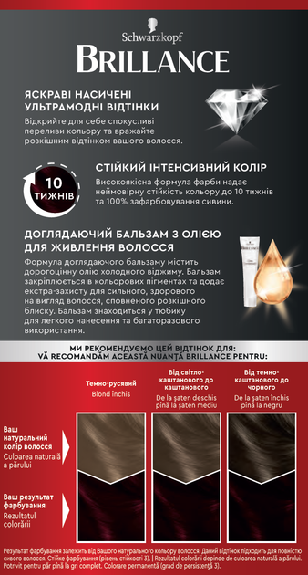 Интенсивная крем-краска для волос Brillance 869 Черно-бордовый 142.5 мл (9000101620184) - изображение 3