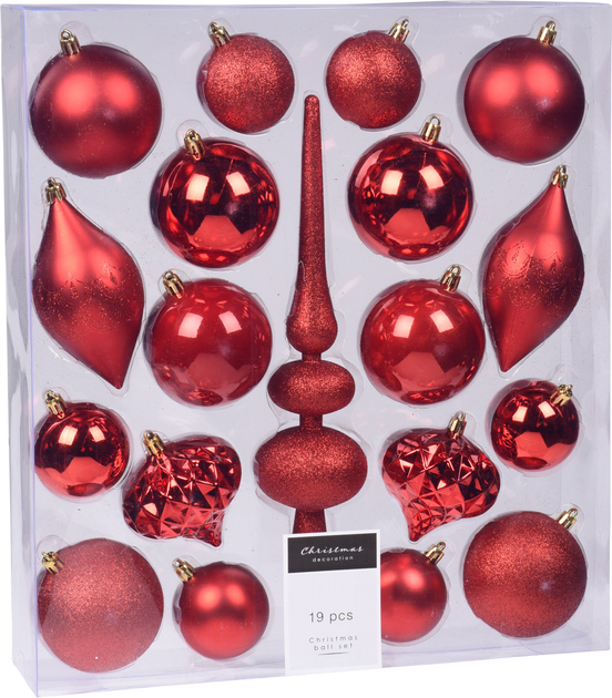 Набор елочных игрушек Christmas Decoration 19 штук Красный (CAN214920 ...