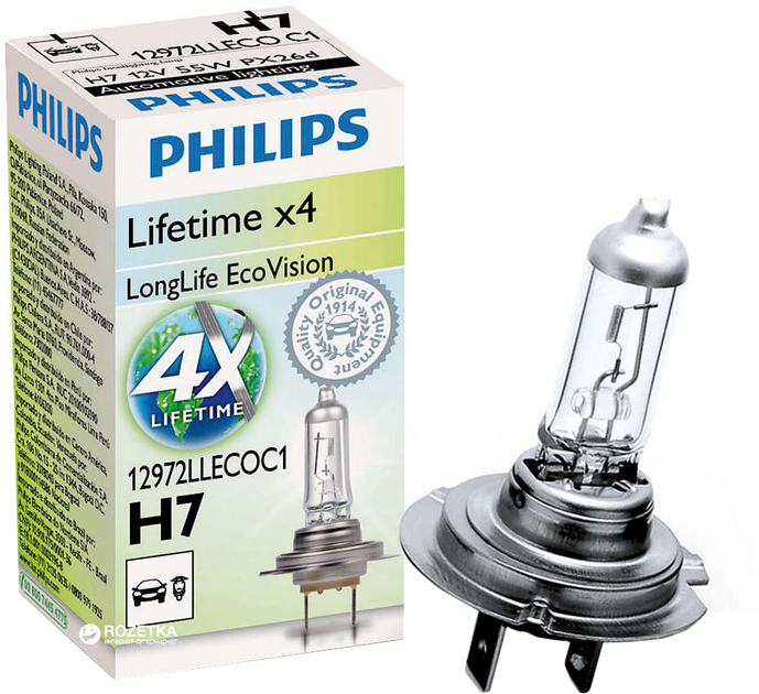 Автолампы Philips LongLife EcoVision H7 (12972LLECOC1) – фото, отзывы,  характеристики в интернет-магазине ROZETKA