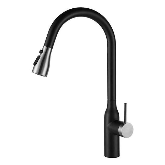 Смеситель кухонный с выдвижным изливом Lambert Pull-Out LR3056B черный ...