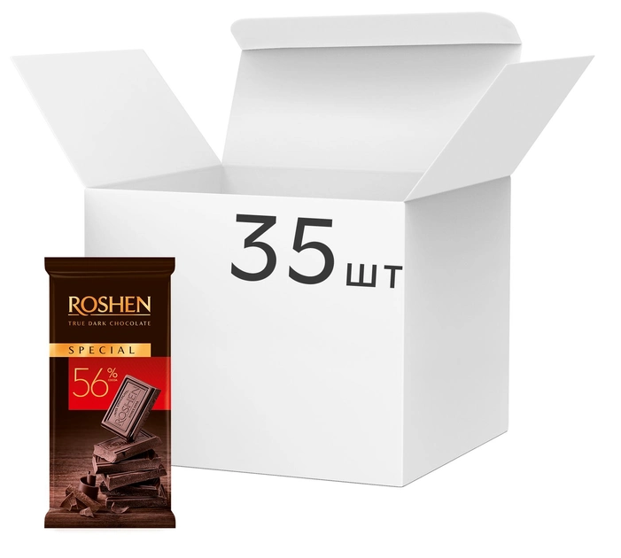 Акция на Упаковка шоколаду Roshen чорного Special 56% ВКФ 85 г х 35 шт от Rozetka