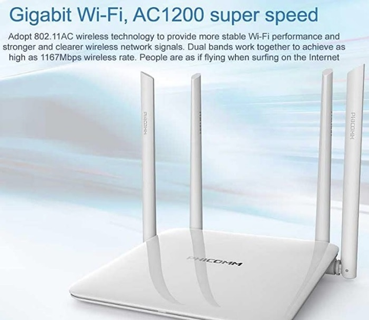 Маршрутизатор (роутер) Phicomm K2 AC1200 Dual Band 2.4G/5G Білий 4 антени 802.11 ac/n/g/b/a - зображення 7