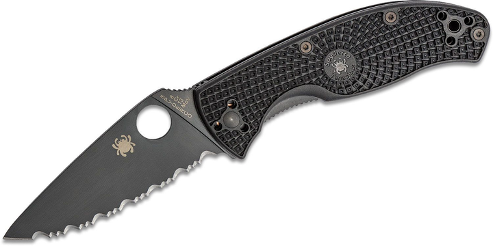 Карманный нож Spyderco Tenacious Black Blade FRN, серрейтор (87.13.94) - изображение 1