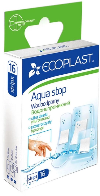 Набір пластирів Nordeplast медичних водонепроникних «Аквастоп» 16 шт. (4751028532191) - зображення 1