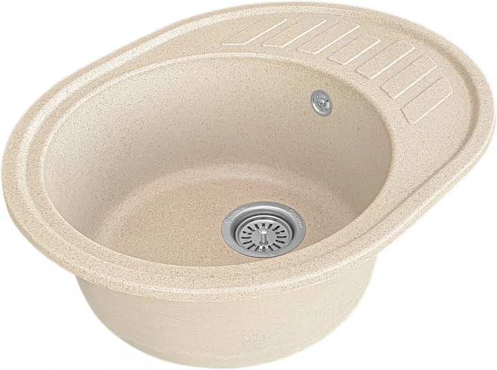 Гранитная кухонная мойка Kva-kva K23N 620x500x210мм Песочная - Фото 4 Гранитная кухонная мойка Kva-kva K23N 620x500x210мм Песочная - изображение 4
