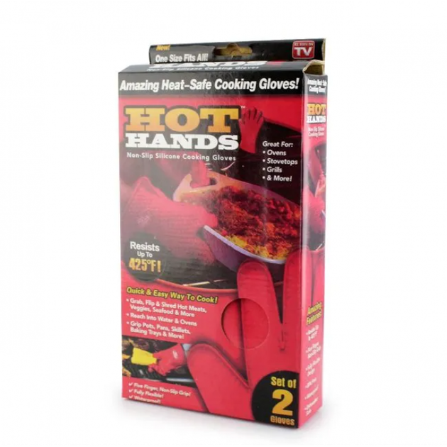 Жаропрочные перчатки-прихватки из силикона Antiscald Gloves Красные - изображение 6