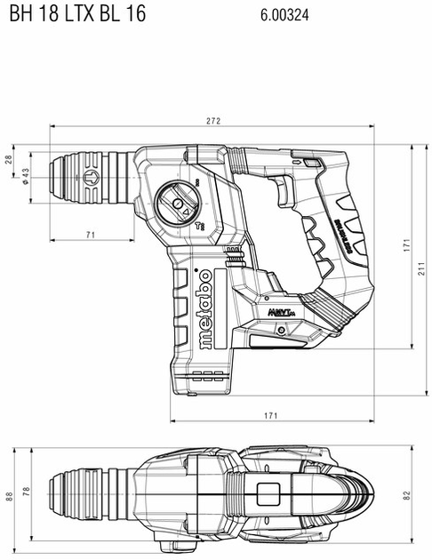 Аккумуляторный перфоратор Metabo BH 18 LTX BL 16 каркас (600324850) - изображение 7