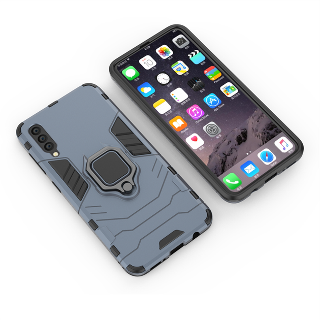 Чехол Ring case для Samsung Galaxy A30s (A307) бронированный бампер с кольцом темно-синий - изображение 4